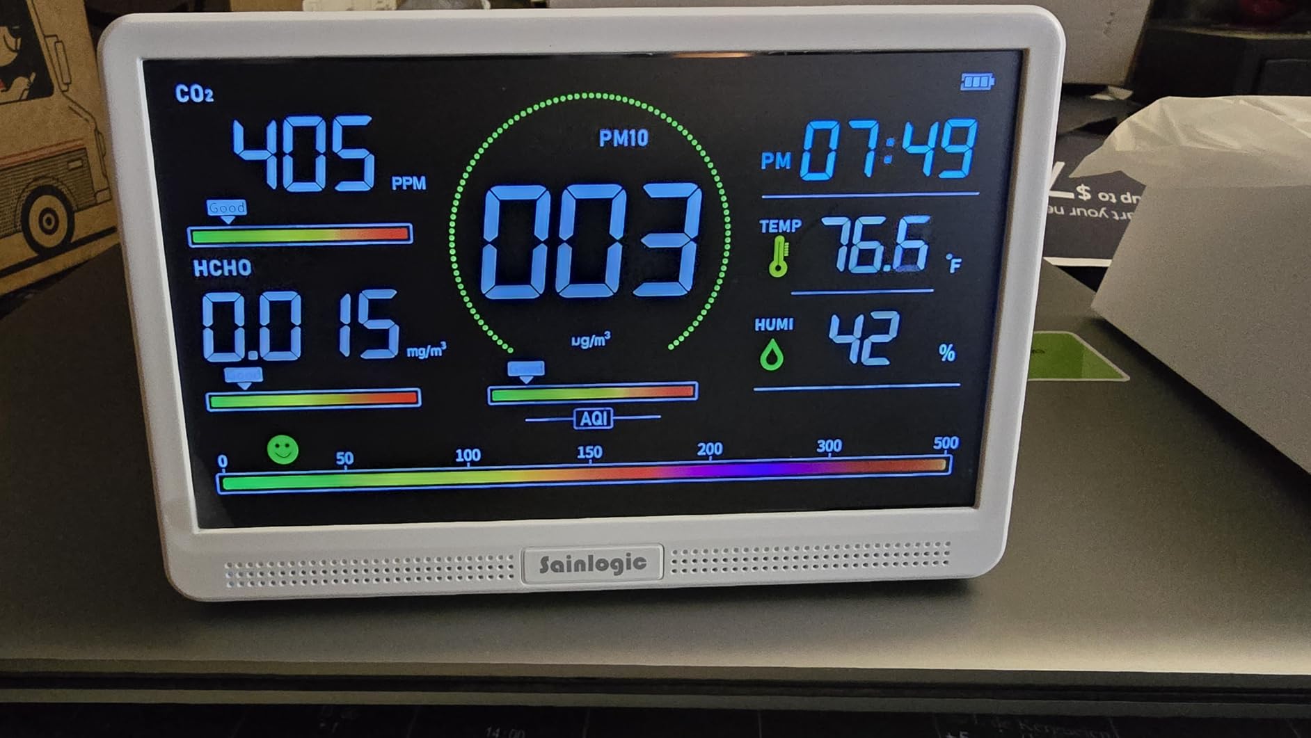 Sainlogic 16 in 1 Professional Air Quality Monitor Indoor with 7.2