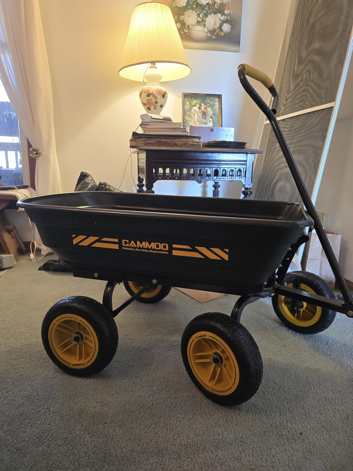 10-in NO-FLAT TIRES 600lb Heavy-Duty Garden Dump Cart 4 Cu.Ft. Utility Wagon with Quick-Release Dumping & Prime Grade 100% Virgin Polypropylene - Not Recycled Material for Landscaping Gardening customer photo 2