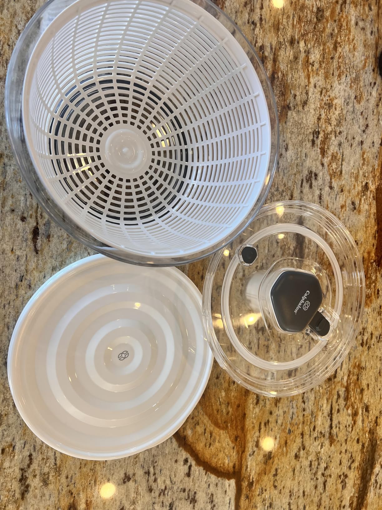 Calphalon Aero 6.3 Qt Stainless Steel Salad Spinner, Fruit Wahser, Fruit Washing Bowl with Strainer, Vegertable Cleaner, Salad Cleaner, Lettuce Washer - Customer Photo 2