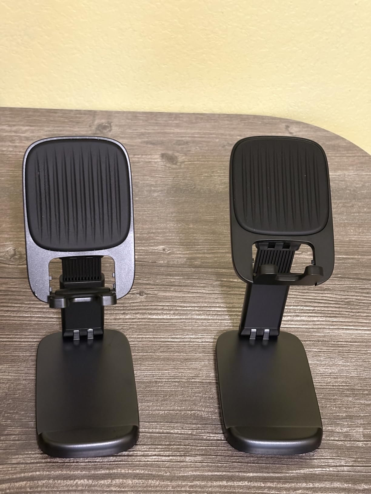 2 Pack Cell Phone Stand for Desk, iPad Stand [Height Adjustable & Upgraded Stable Base] Foldable & Non-Slip Silicone Pad Phone Holder, iPhone Stand for All Smartphones, iPad | Office Desk Accessories - Customer Photo 1