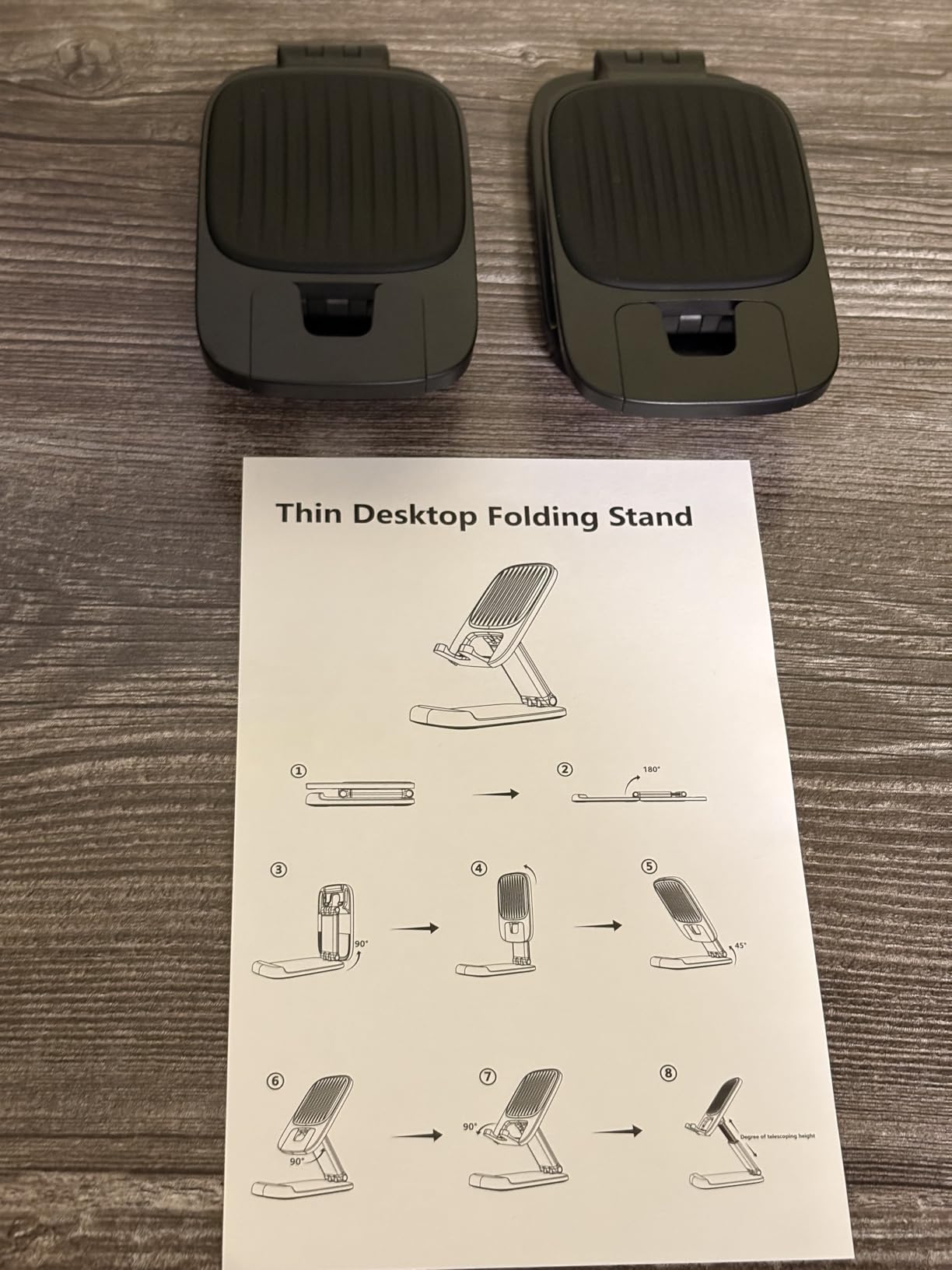 2 Pack Cell Phone Stand for Desk, iPad Stand [Height Adjustable & Upgraded Stable Base] Foldable & Non-Slip Silicone Pad Phone Holder, iPhone Stand for All Smartphones, iPad | Office Desk Accessories - Customer Photo 2