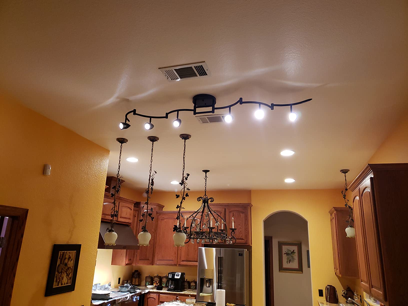 Pro Track Track Light Fixture - 6 Head Adjustable Lights, Brushed Nickel Finish, Heavy Duty Modern Track Light Fixture for Kitchens, Bedrooms, Living Rooms, and Dining Rooms - 72