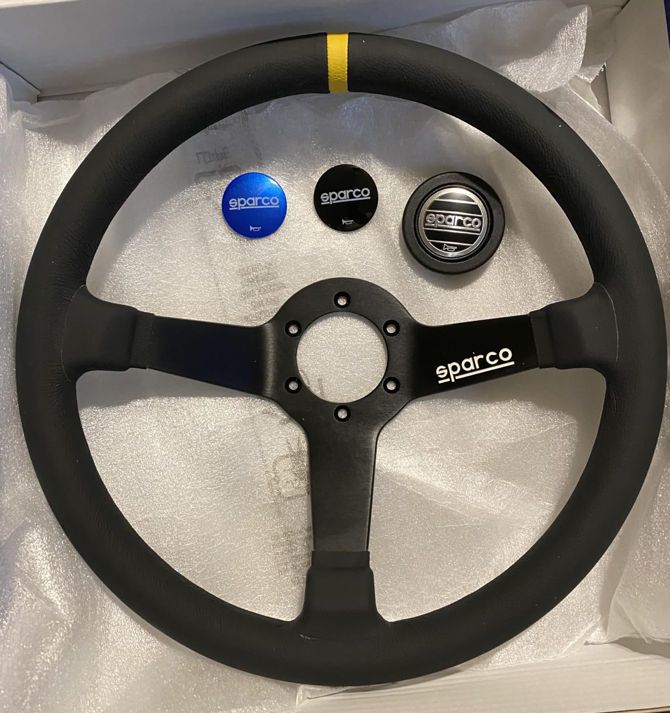 Sparco 015R345MLN Leather Steering Wheel, Black, 350mm customer photo 2