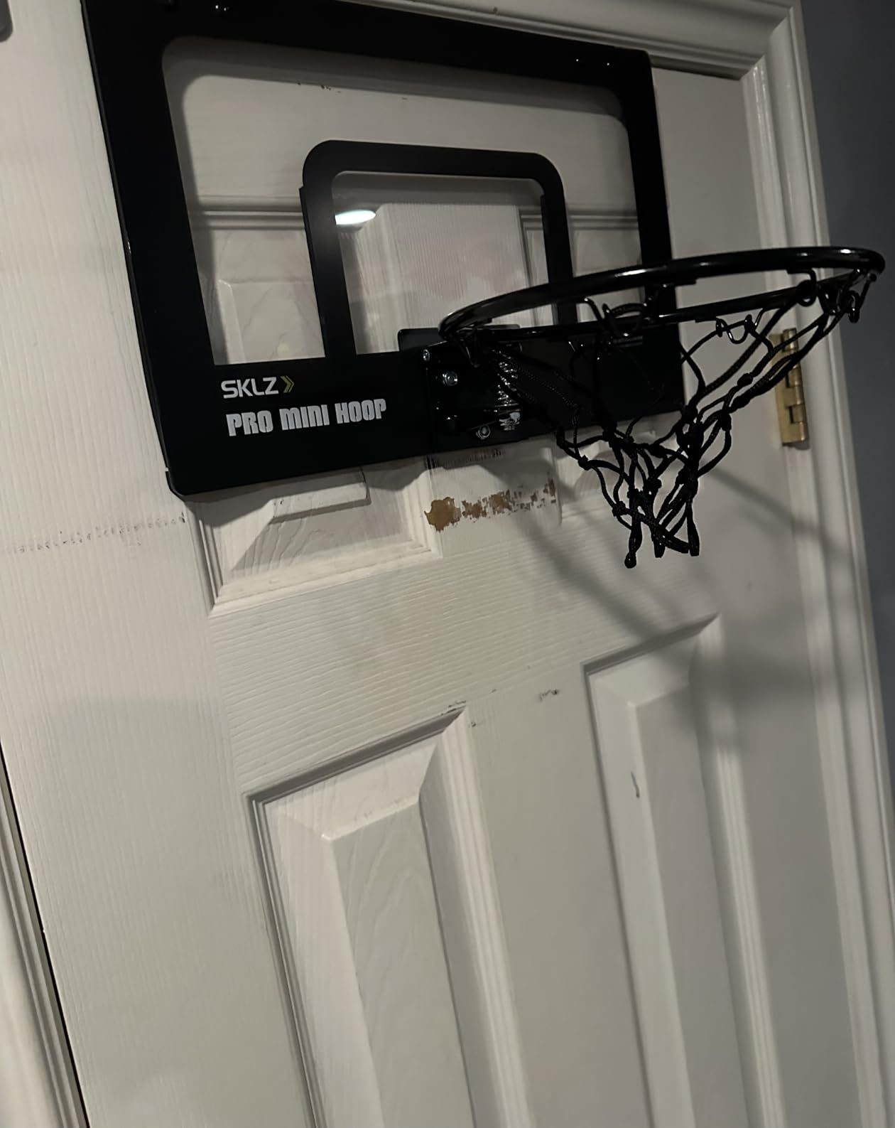 SKLZ Pro Mini Indoor Basketball Hoop with Ball, Over the Door, Shatter-Proof Backboard, Spring-Action Break-Away Steel Rim customer photo 2