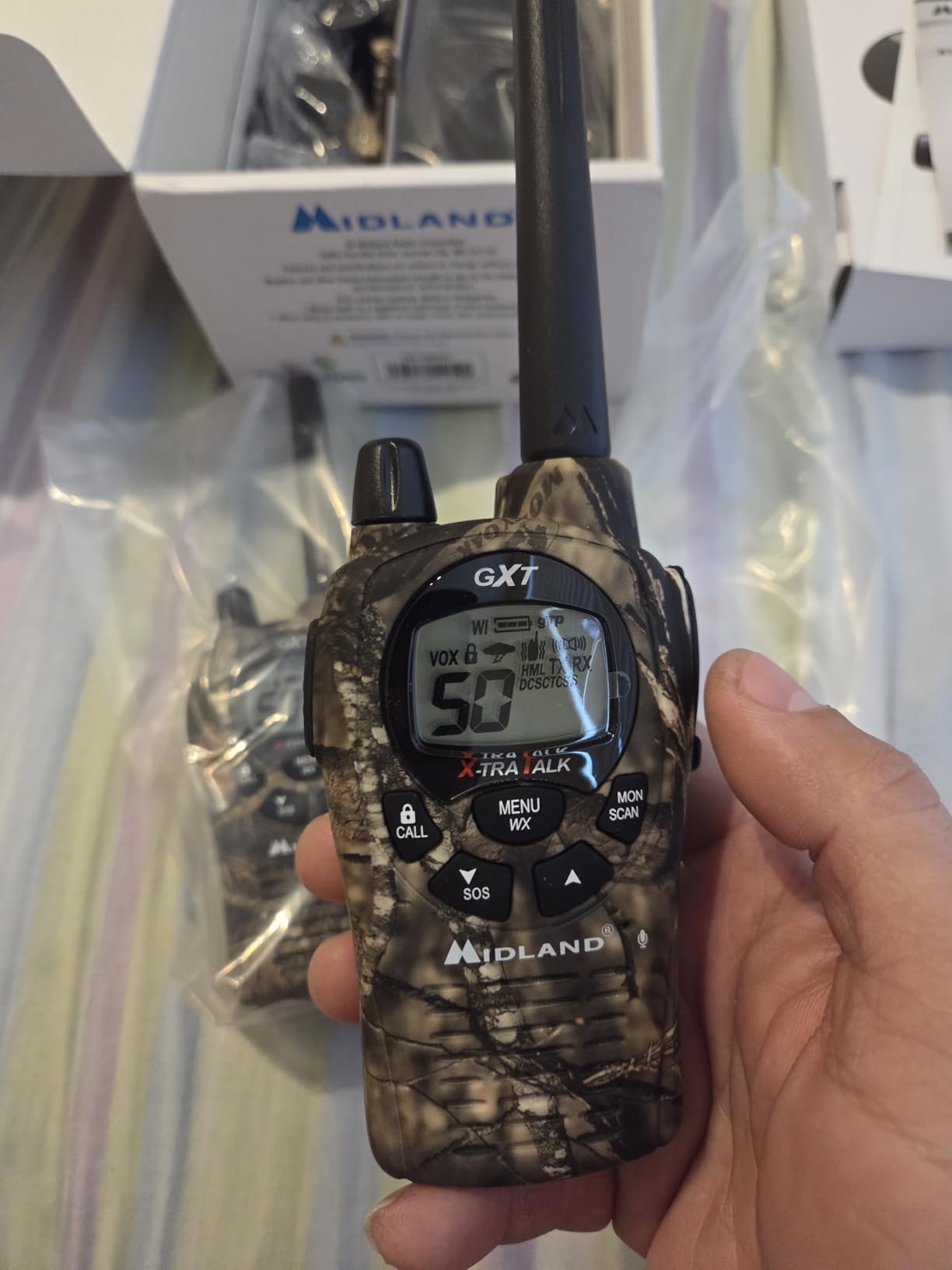 Midland 50 Channel GMRS Two-Way Radio - Long Range Walkie Talkie with 142 Privacy Codes, SOS Siren, and NOAA Weather Alerts and Weather Scan (Black/Silver, Pair Pack) customer photo 2