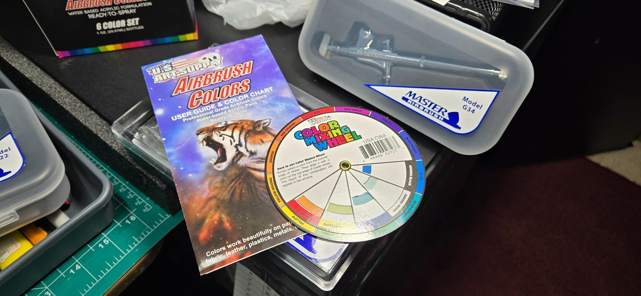 Master Airbrush Cool Runner II Air Brush Kit with Air Compressor Dual Fan, 3 Airbrushes, 6 Color Acrylic Paint Set, Hose, Brushes & Learning Guide Manual for Crafts, Auto, Tattoo & Model Painting customer photo 2