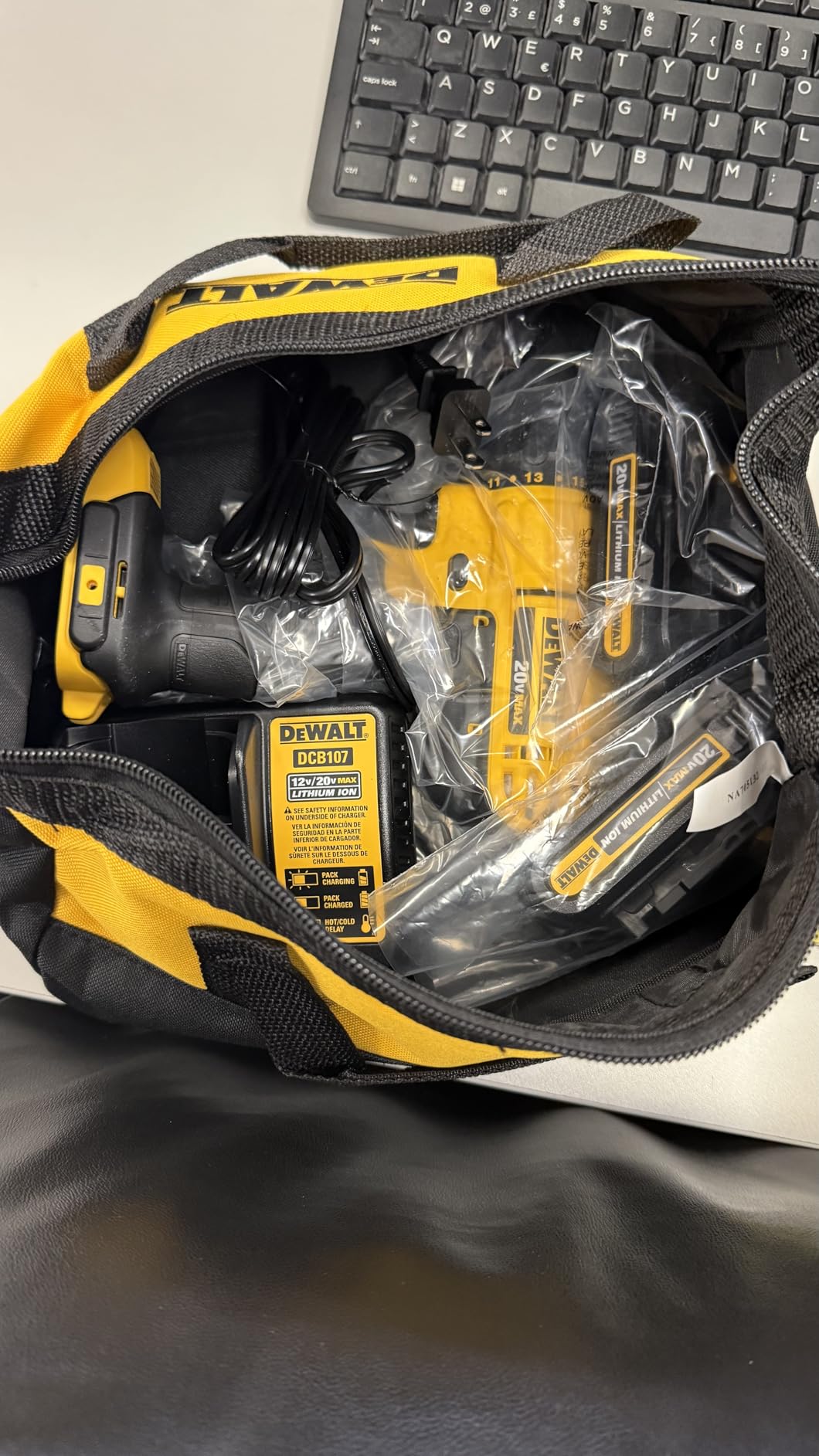 DEWALT 20V Max Cordless Drill Driver Set, 2 Speed, High Performance Motor, Includes 2 XR 1.3Ah Li-Ion Batteries, Charger and Contractor Bag (DCD771C2) customer photo 2