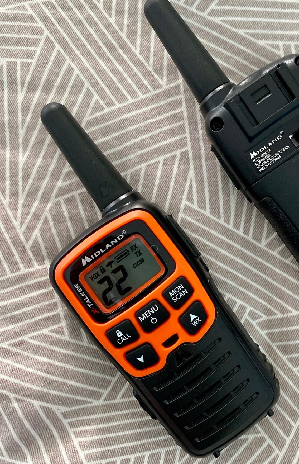 Midland T51VP3 X-TALKER Spotting and Recovery Walkie-Talkie Long Range - FRS Two Way Radio for kids Caravanning with NOAA Weather Scan + Alert, 38 Privacy Codes - Black/Orange - 2 Pack customer photo 2
