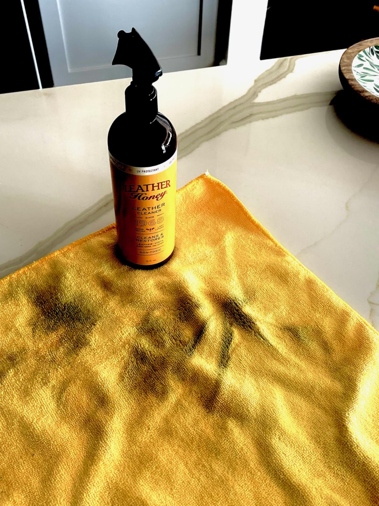 Leather Honey Leather Cleaner: Non-Toxic Leather Care Made in the USA Since 1968. Deep Cleans Leather, Faux & Vinyl - Couches, Car Seats, Purses, Tack, Shoes & Bags. Safe Any Colors & White Leather customer photo 2