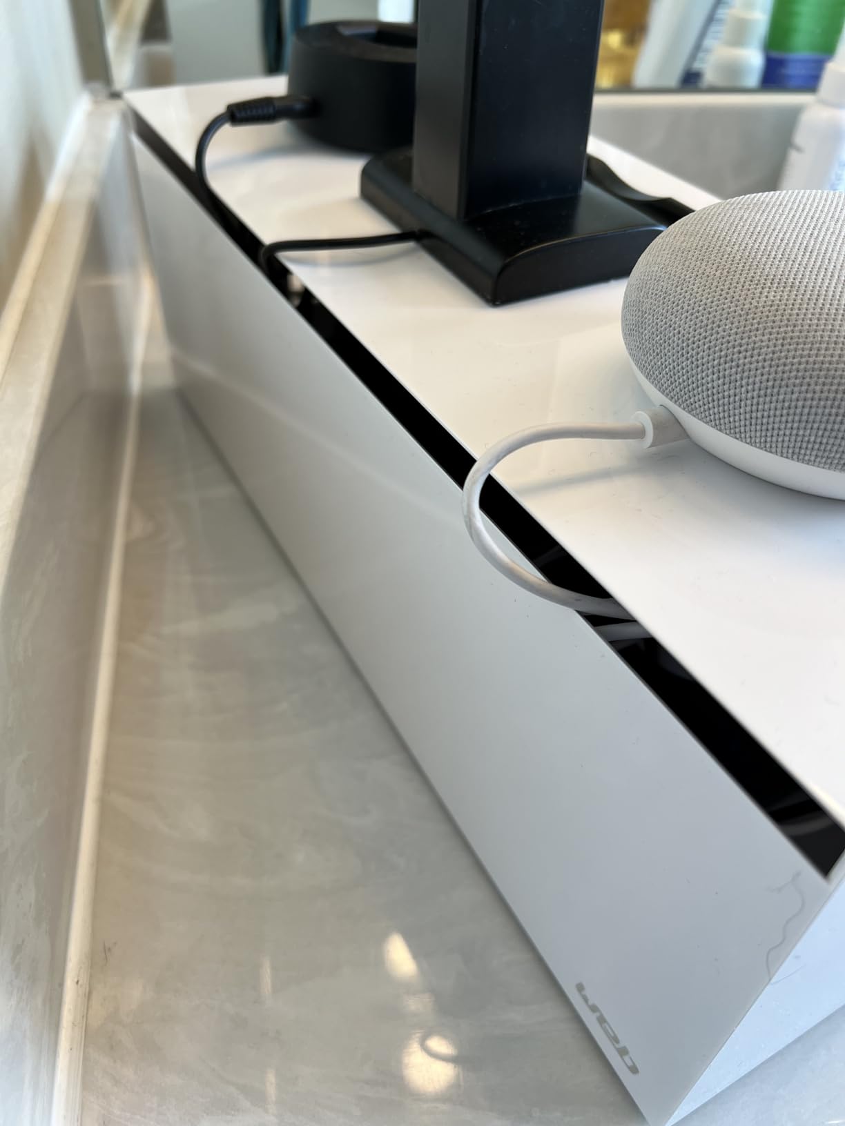 YAMAZAKI Home Cable Management Box - Cord Organizer Box with Lid, Minimalist Cable Storage for Office, Abs Plastic - Abs Plastic customer photo 1