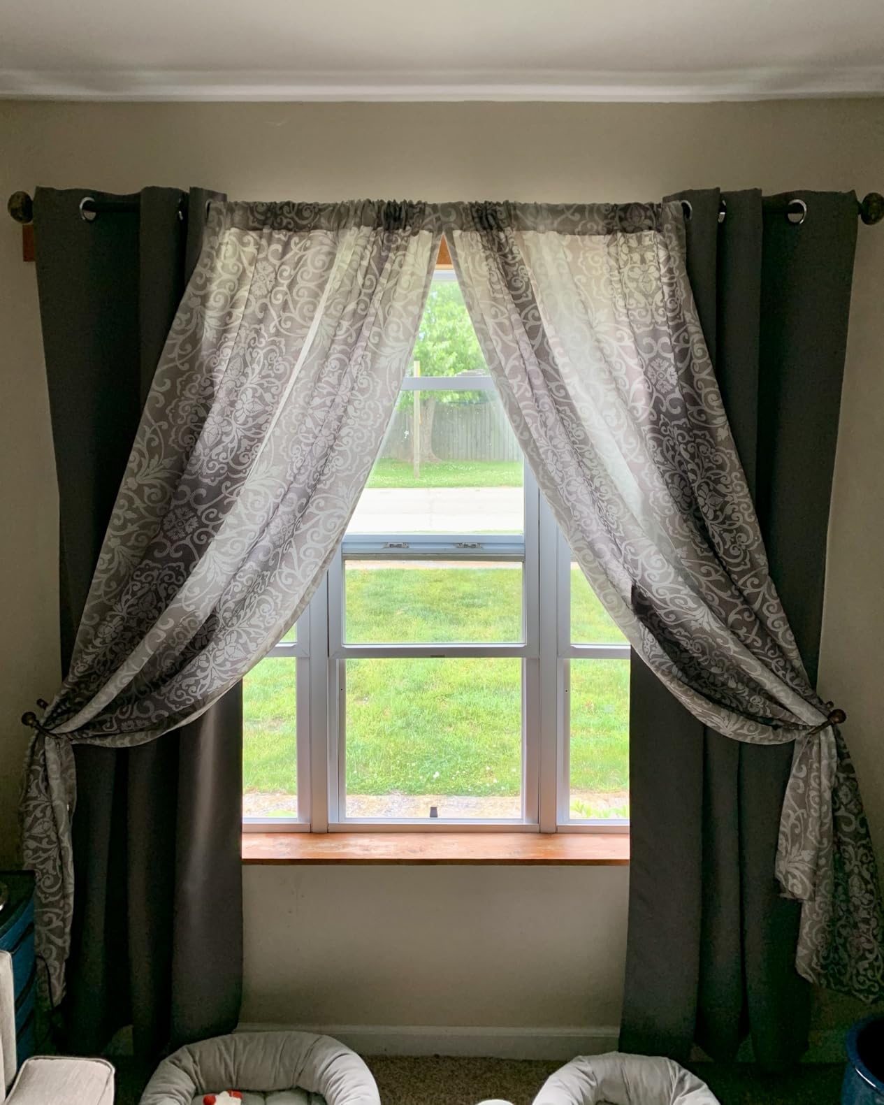 NICETOWN Halloween Pitch Black Solid Thermal Insulated Grommet Blackout Curtains/Drapes for Bedroom Window (2 Panels, 42 inches Wide by 63 inches Long, Black) customer photo 1
