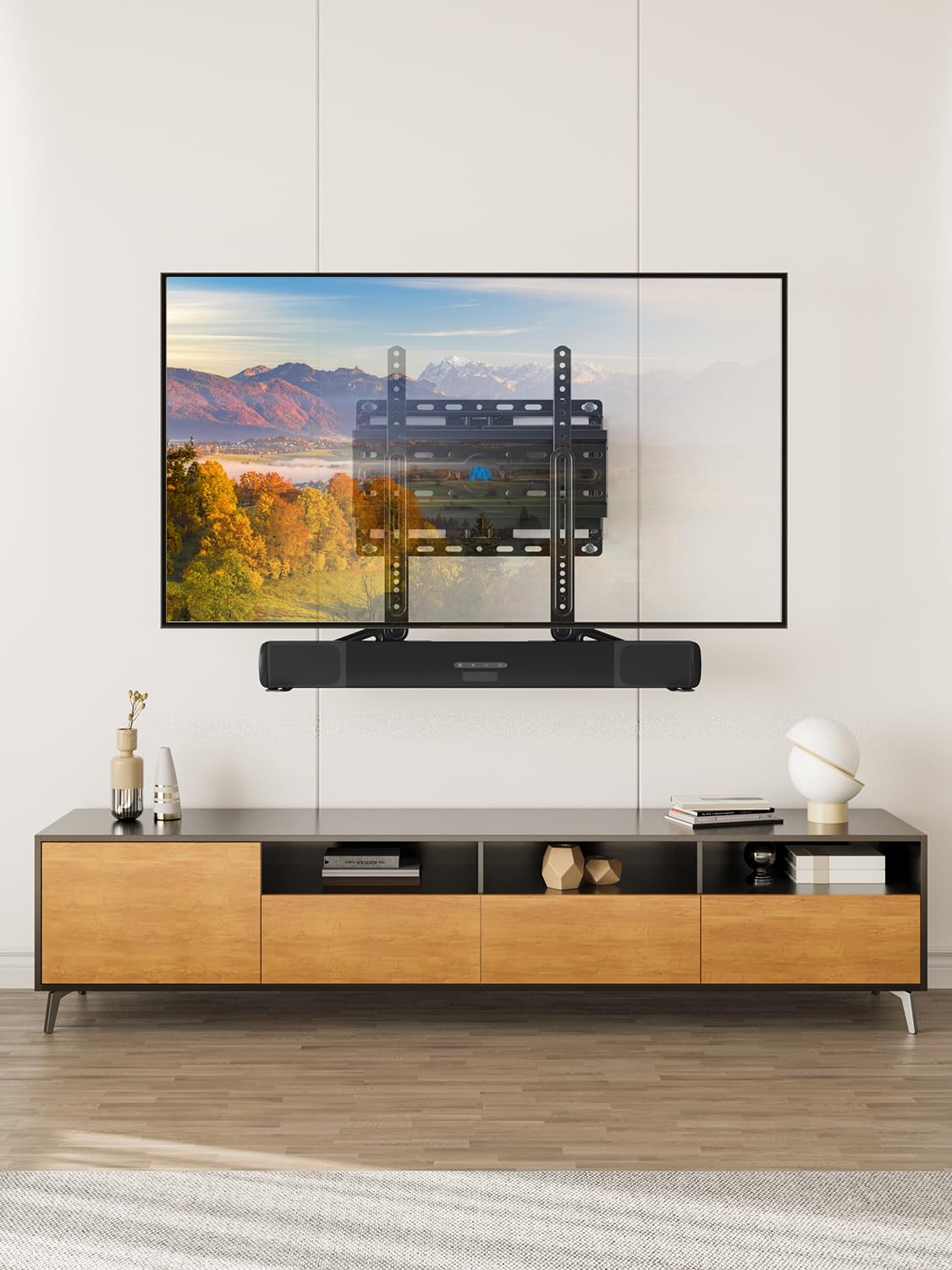 Mounting Dream Soundbar Mount Bracket for Mounting Above or Under TV Fits Most of Sound Bars Up to 15 Lbs, with Detachable Long Extension Plates MD5420 customer photo 2