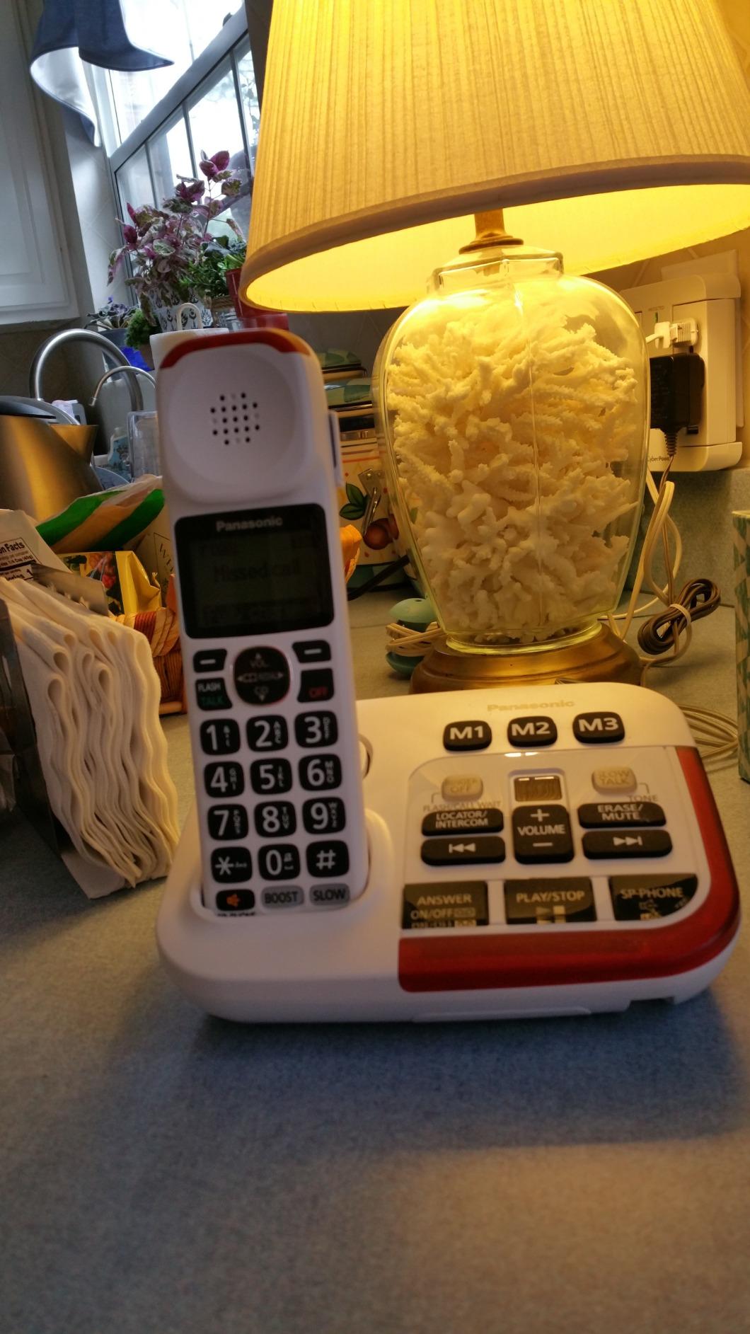 Panasonic Cordless Phone, 1 Handset Amplified Wireless Phone with Slow Talk, 40dB Volume Boost, 100dB Loud Visual Ringer, Hearing Aid Compatibility - KX-TGM420W (White) customer photo 1