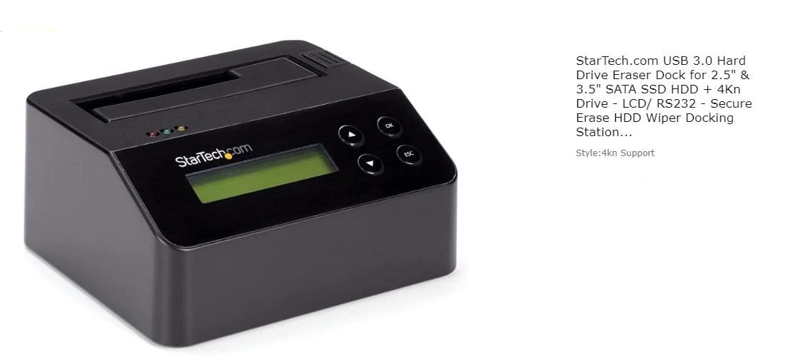 StarTech.com 4 Bay SSD/HDD Hard Drive Eraser, 2.5/3.5