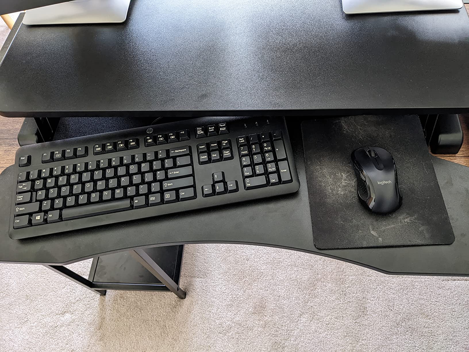 VIVO 32 inch Desk Converter, K Series, Height Adjustable Sit to Stand Riser, Dual Monitor and Laptop Workstation with Wide Keyboard Tray, Black customer photo 1