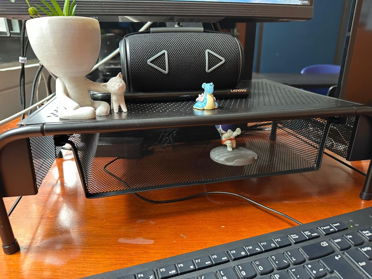 Simple Houseware Metal Desk Monitor Stand Riser with Organizer Drawer, Black customer photo 2