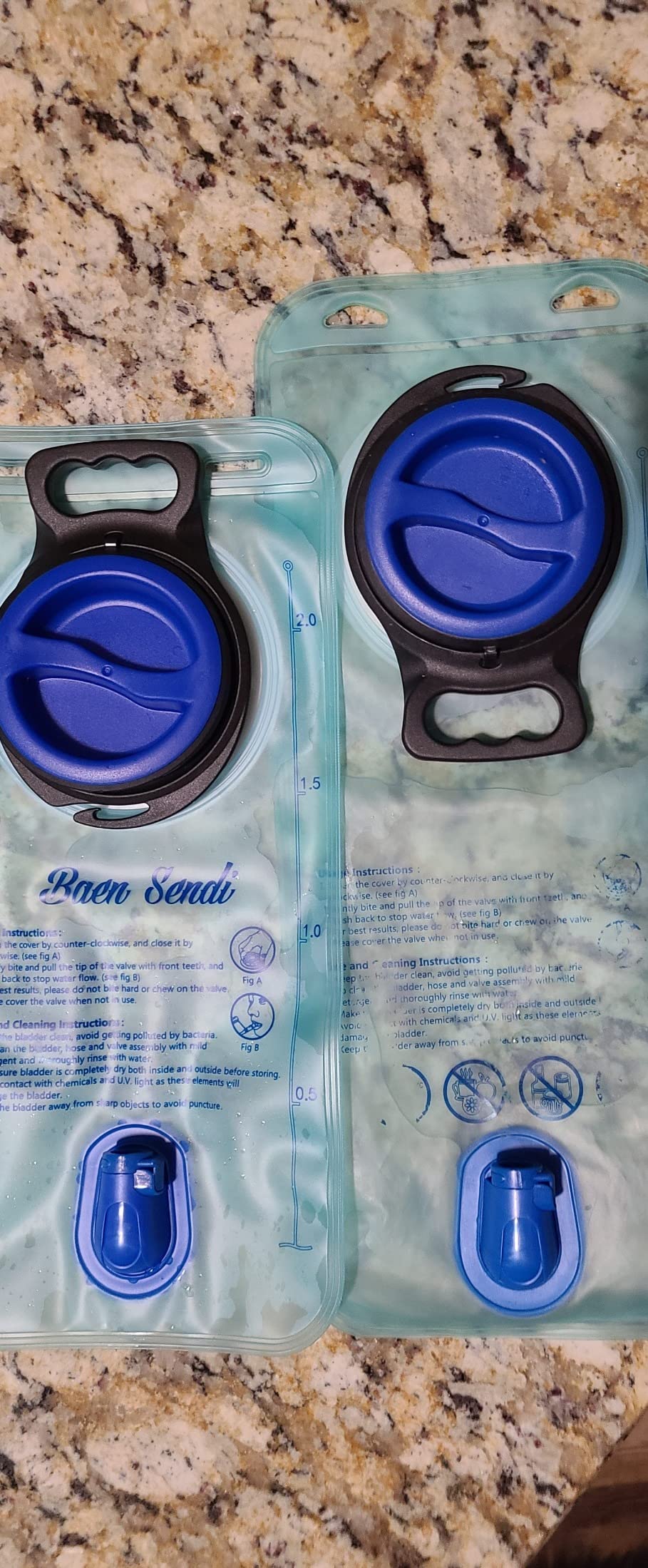 2 Pack Hydration Bladder 2 Liter/70 oz - Water Bladder Pack of 2 (1 Piece Blue+1 Piece ArmyGreen) - BPA Free Hydration Pack Replacement customer photo 2