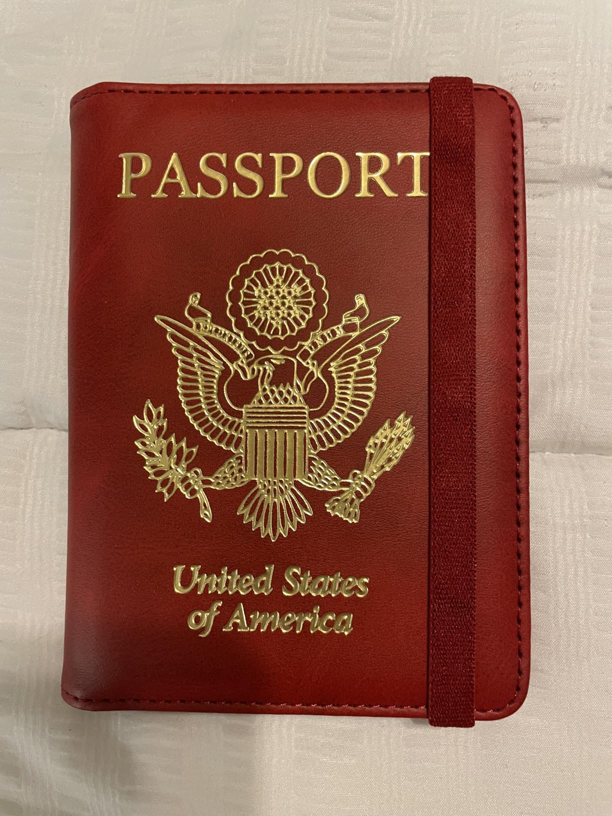 Passport Holder for Travel, RFID Passport Cover Wallet for Women Men, PU Leather Passport Book Card Holder Case with Pen (Elastic Band Closure, A-Rosegold) customer photo 1