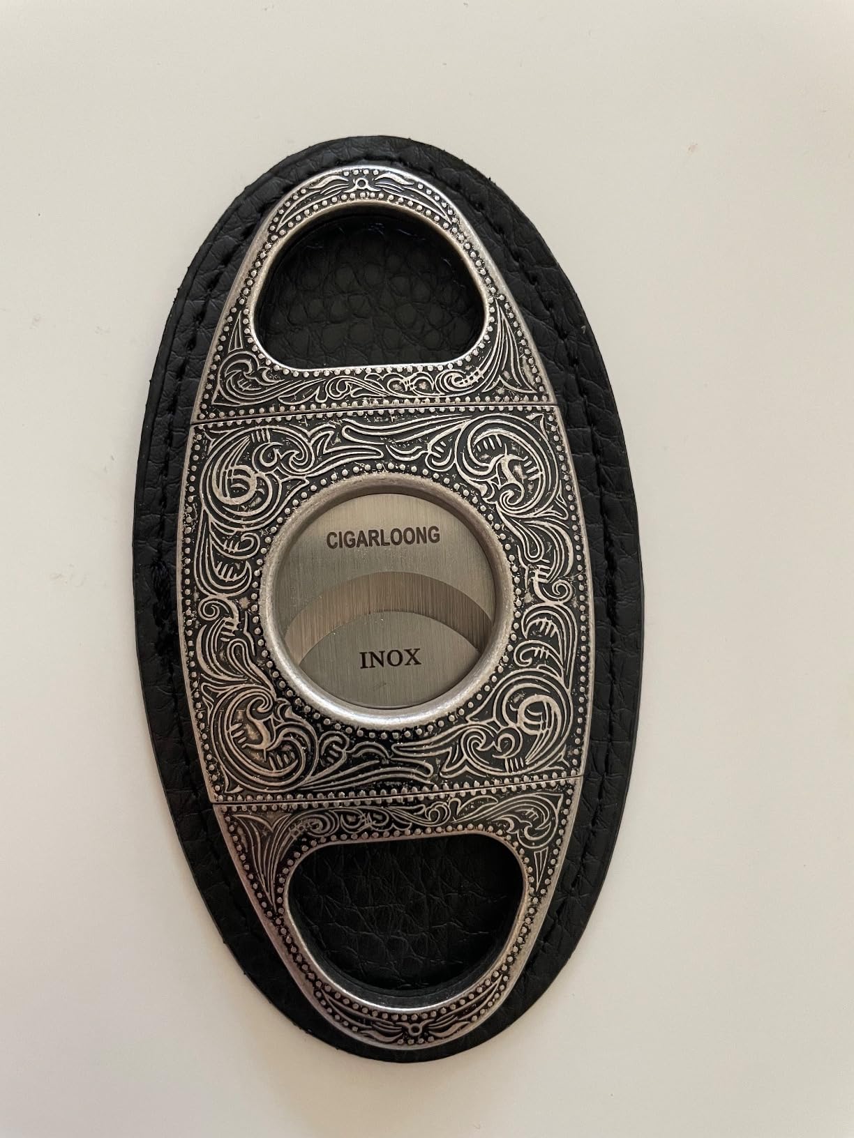 Cigar Cutter Stainless Steel Bronze Engraved Double Cut Blade (Color:Gold1) customer photo 2