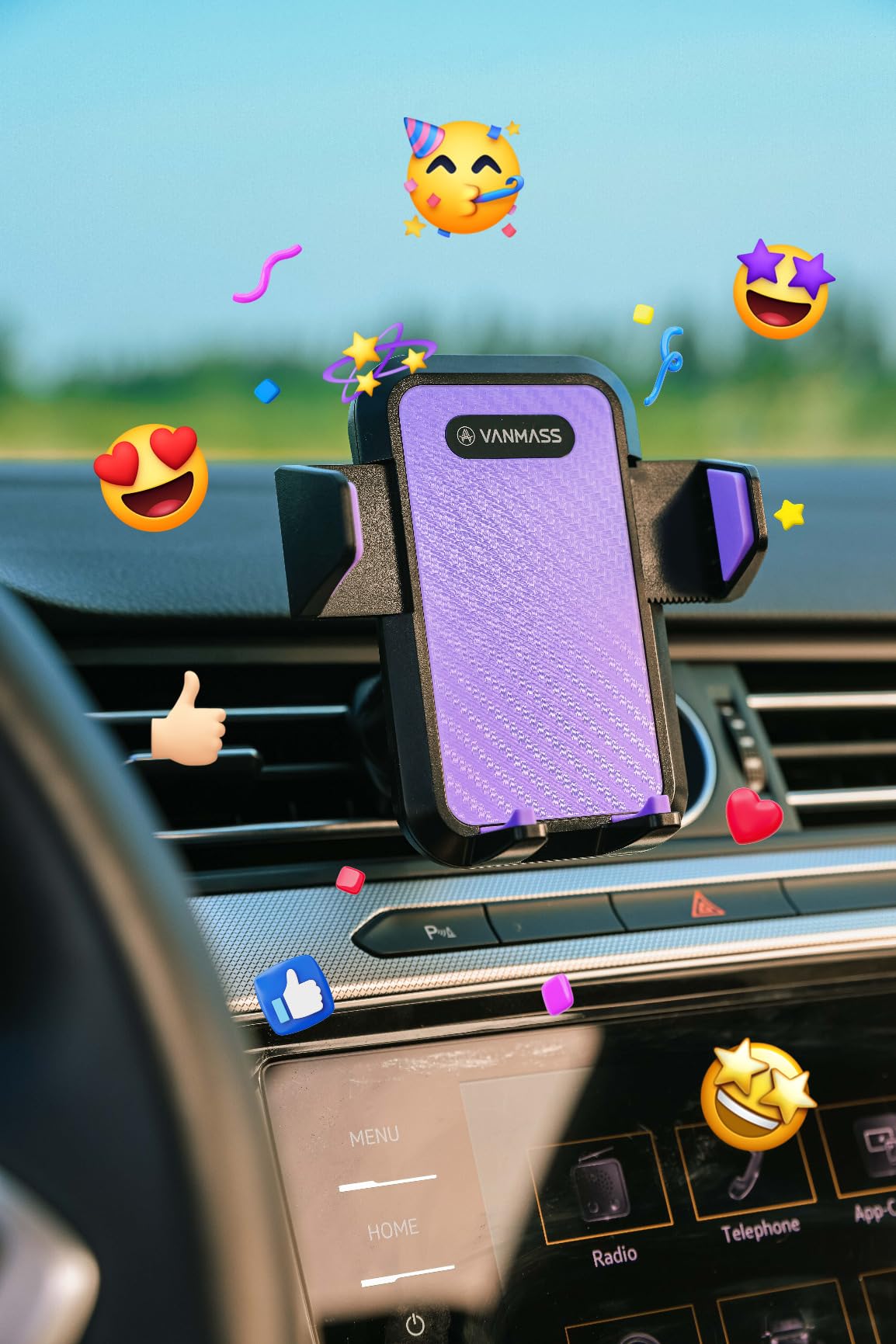 VANMASS【85+LBS Strongest Suction & Military-Grade Ultimate Car Phone Mount【Patent & Safety Certs】 Cell Phone Holder for Dash Windshield Vent for iPhone 17 Pro Max Automobile Accessory Kits,Ink Black customer photo 1