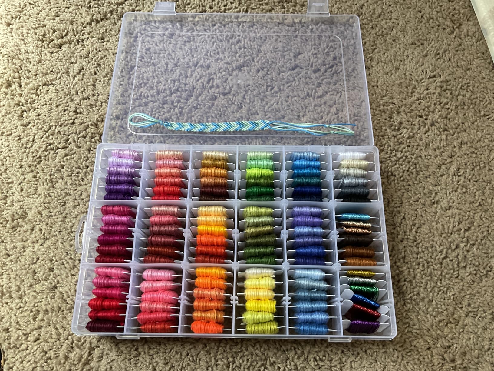 The Original 108-Color Embroidery Floss Kit - 99 Cotton & 9 Metallic Threads with DMC Color Coding - Perfect for Cross Stitch, Friendship Bracelets, String Crafts, and Embroidery Thread Organizer Box customer photo 1