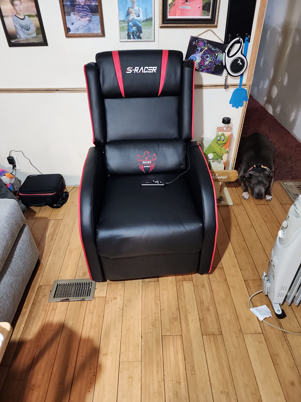 Homall Gaming Massage Recliner Chair Racing Style Single Living Room Sofa Recliner PU Leather Recliner Seat Comfortable Ergonomic Home Theater Seating (Red) customer photo 2