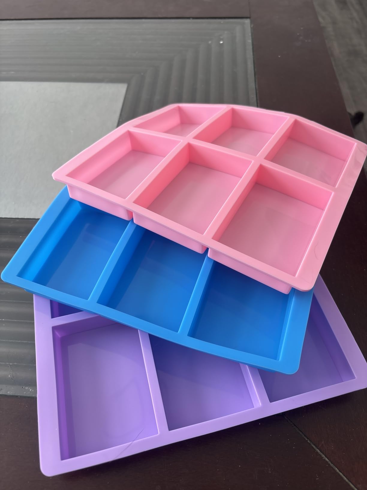 SJ Massage Soap Mold - 2 Pcs, 4 Cavities Silicone Soap Mold for Soap Making, Handmade Hair Brush Shampoo Bar Molds, Food Grade BPA Free(Blue and Green) customer photo 1