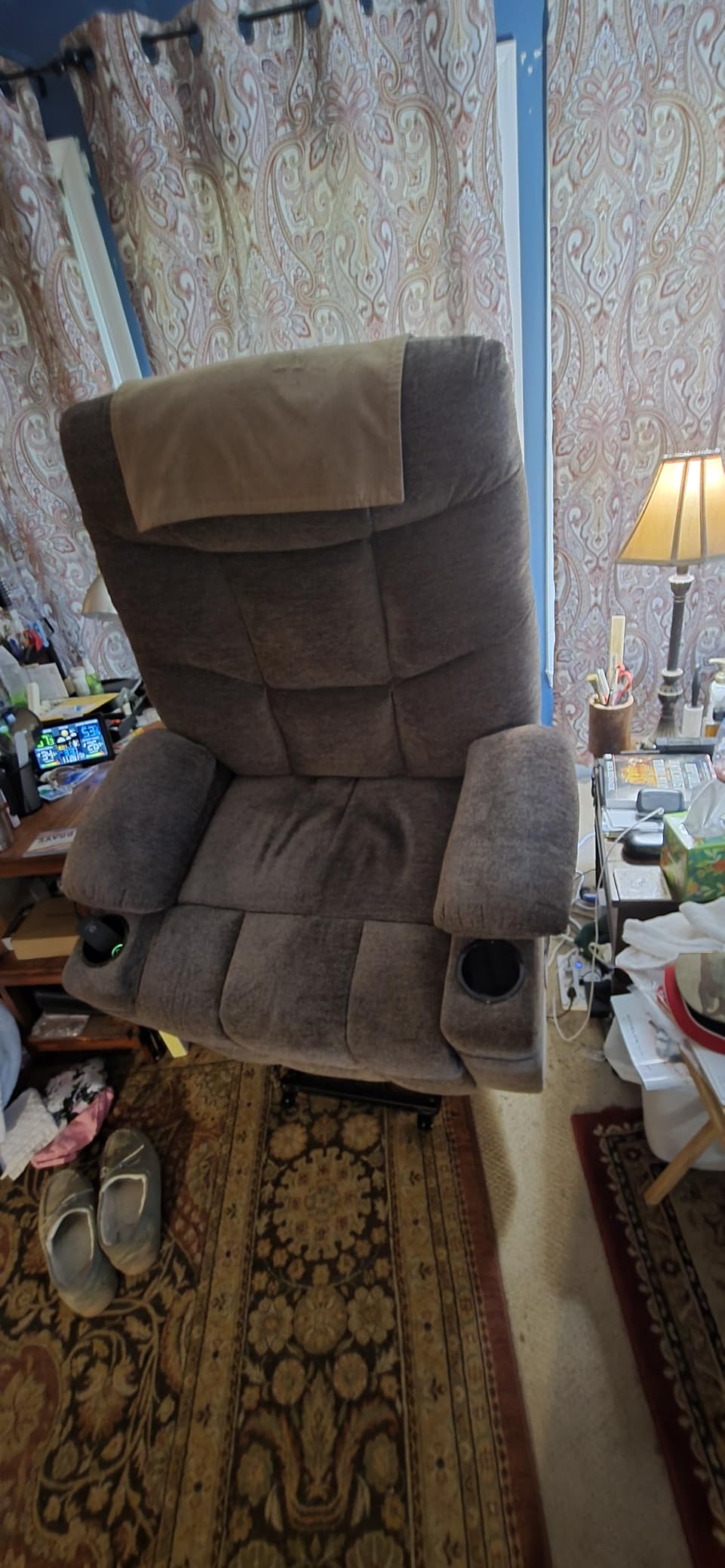 MCombo Power Lift Recliner Chair with Extended Footrest for Elderly People, Fabric 7287/7087 (Brown, Medium) customer photo 2