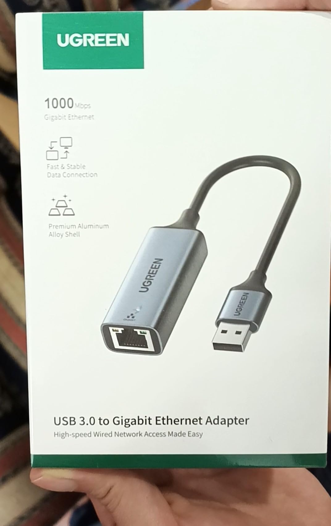 UGREEN USB to Ethernet Adapter, Plug and Play Ethernet Adapter, Aluminium Shell, 1Gbps Gigabit RJ45 to USB 3.0 Network Dongle, Compatible with Nintendo Switch, Laptop, MacBook, Surface Pro, Windows customer photo 2