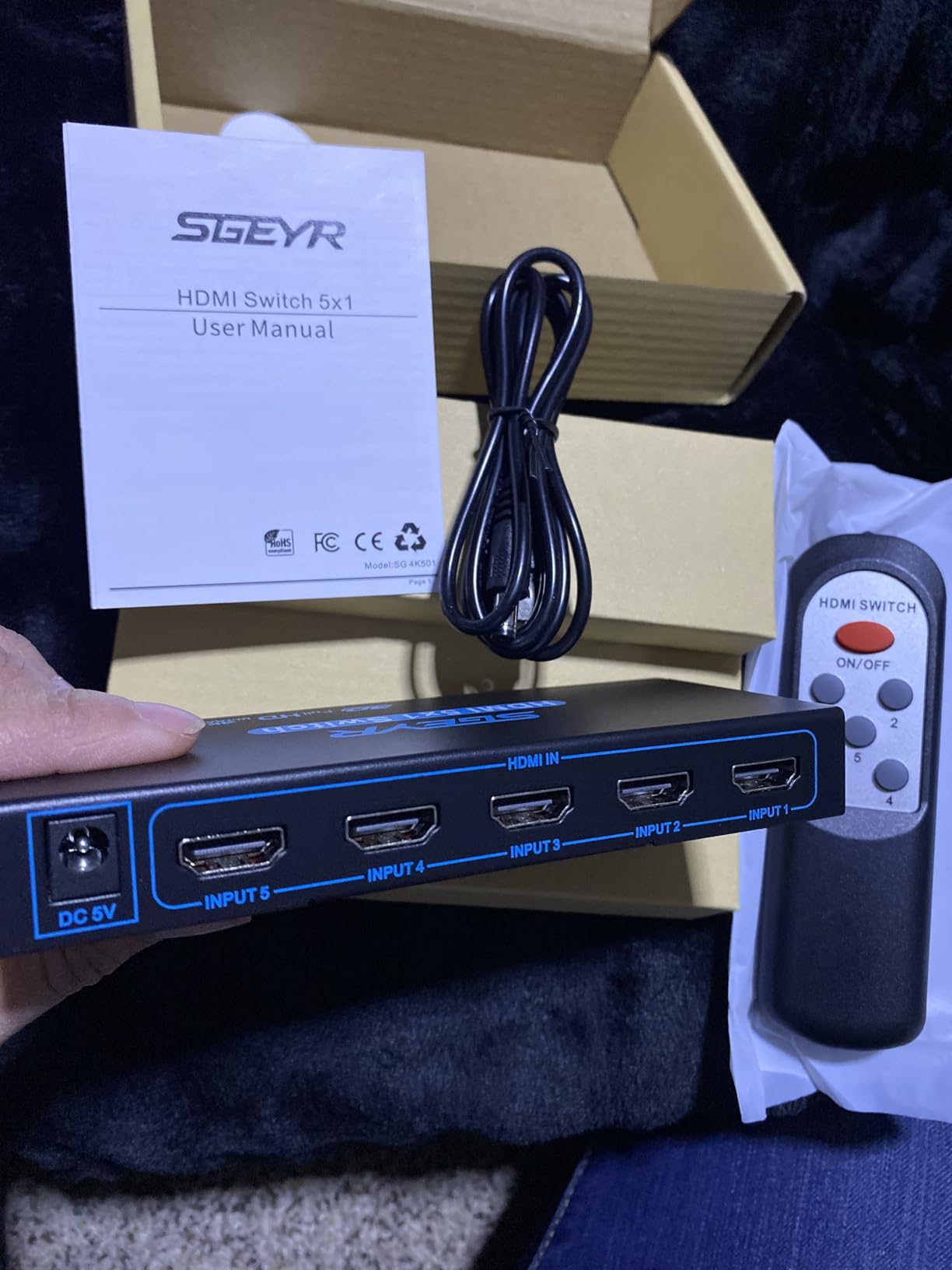 HDMI Switch SGEYR 5x1 HDMI Switcher 5 in 1 Out HDMI Selector 5 Port Box with IR Remote Control HDMI 1.4 HDCP 1.4 Support 4K@30Hz Ultra HD 3D 2160P 1080P customer photo 1