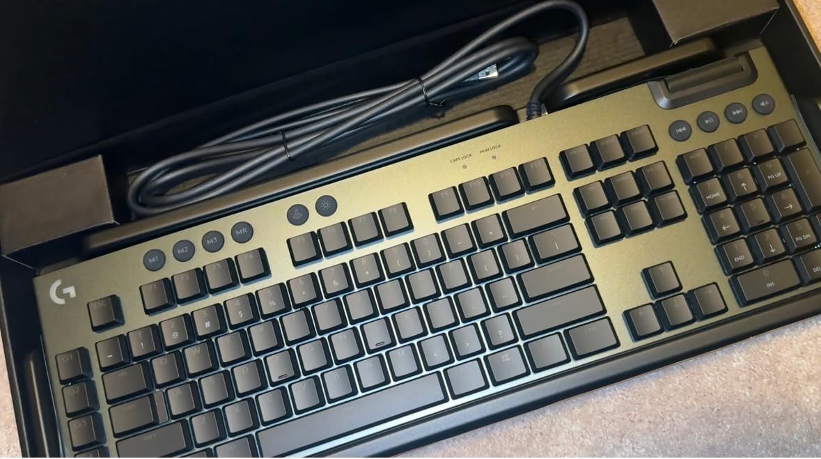 Logitech G815 LIGHTSYNC RGB Mechanical Gaming Keyboard with Low Profile GL Tactile Key Switch, 5 programmable G-Keys, USB Passthrough, Dedicated Media Control - Tactile customer photo 2