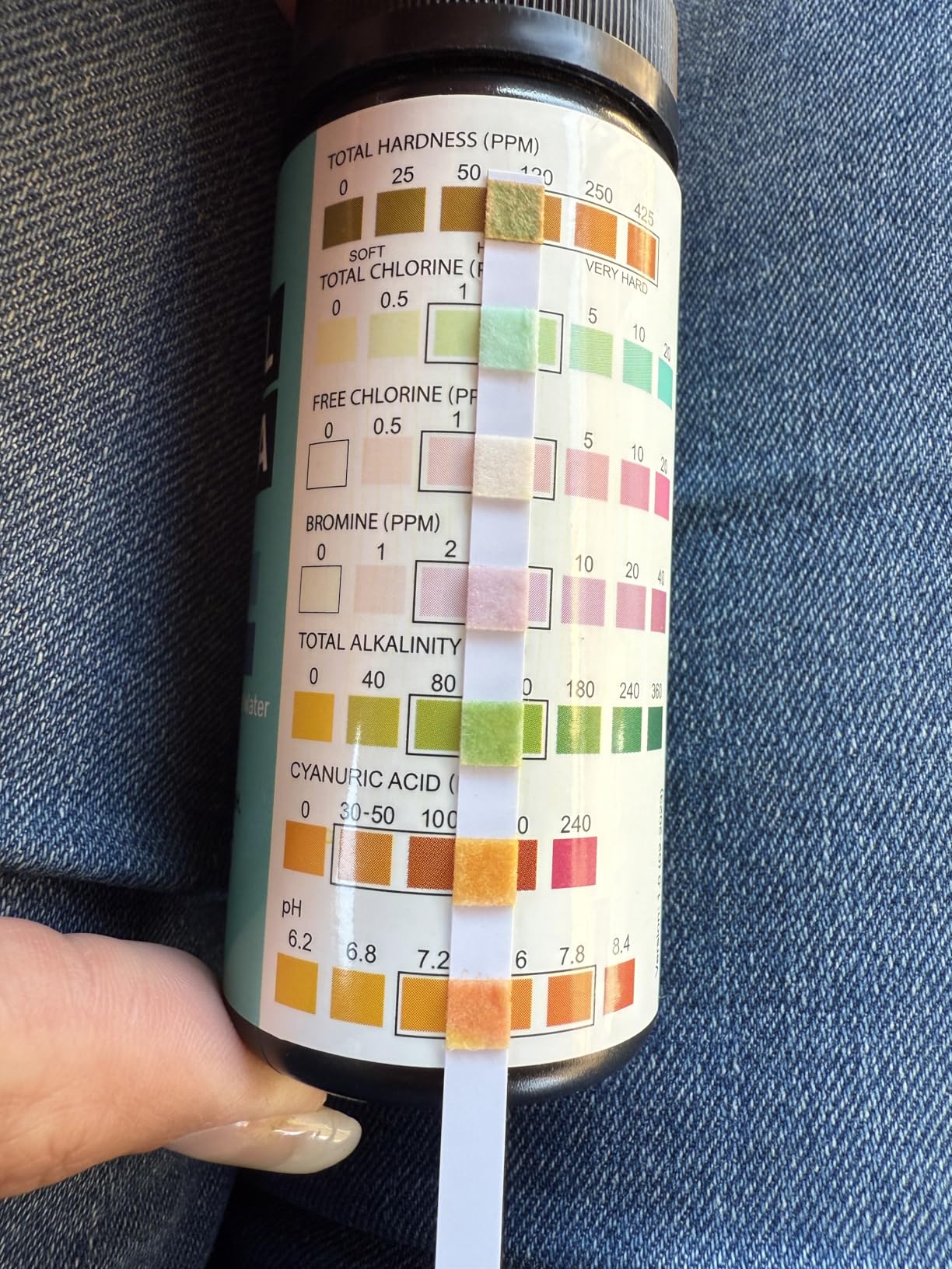 JNW 7-in-1 Pool Test Strips, 100 Quick & Accurate Test Strips for Pool Water, Spa Test Strips for Hot Tub, Chlorine Test Strips, Bromine, pH, Alkalinity, Hardness & More - Swimming Pool Test Kit customer photo 1