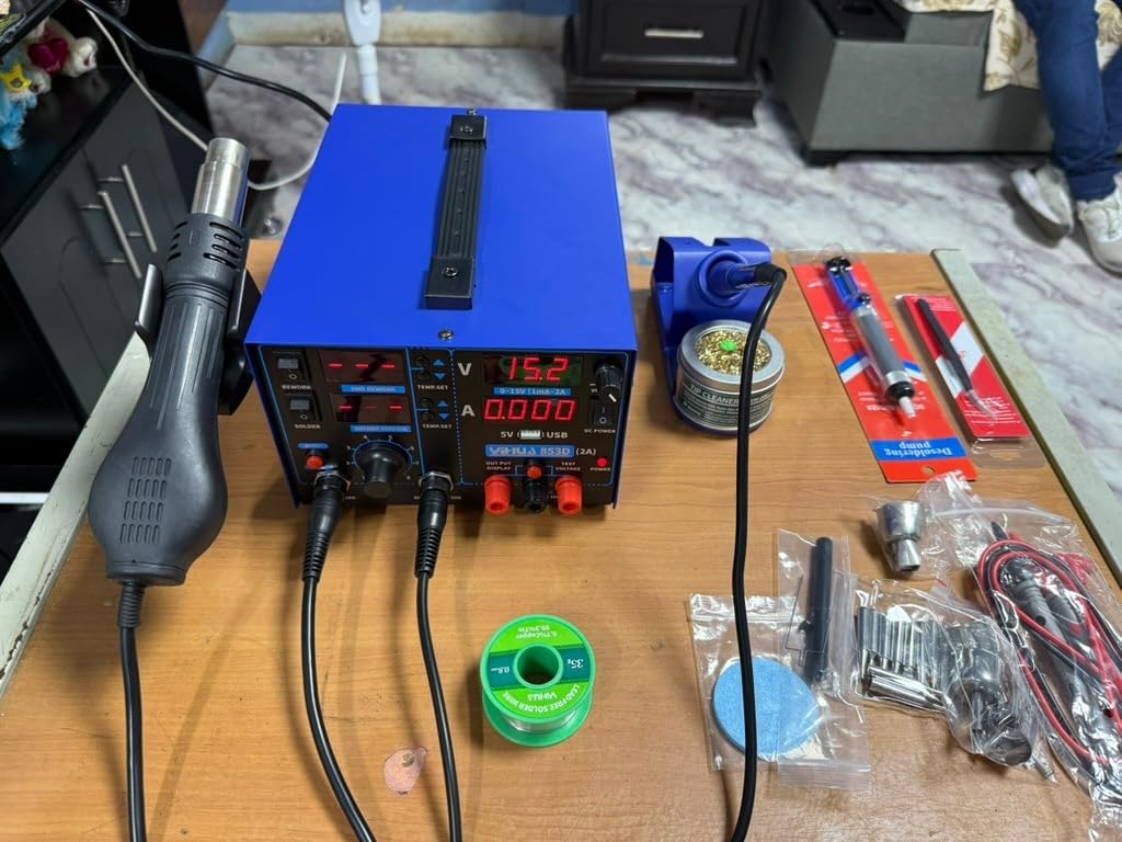 YIHUA 853D 2A USB SMD Hot Air Rework Soldering Iron Station, DC Power Supply 0-15V 0-2A with 5V USB Charging Port customer photo 2