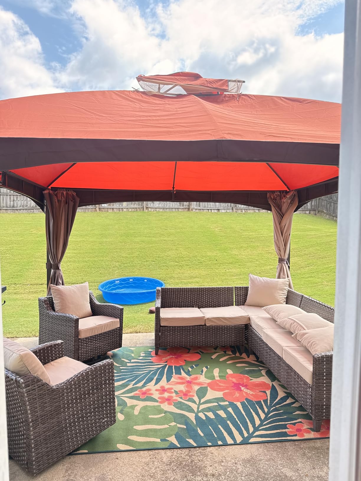 Eurmax USA High Performance Replacement Canopy Top for Lowe's Allen Roth Heavy Duty Gazebo Roof Gazebo Top with Air Vent 10X12 Cover #GF-12S004B-1, Replacement Top Only (Khaki) customer photo 1