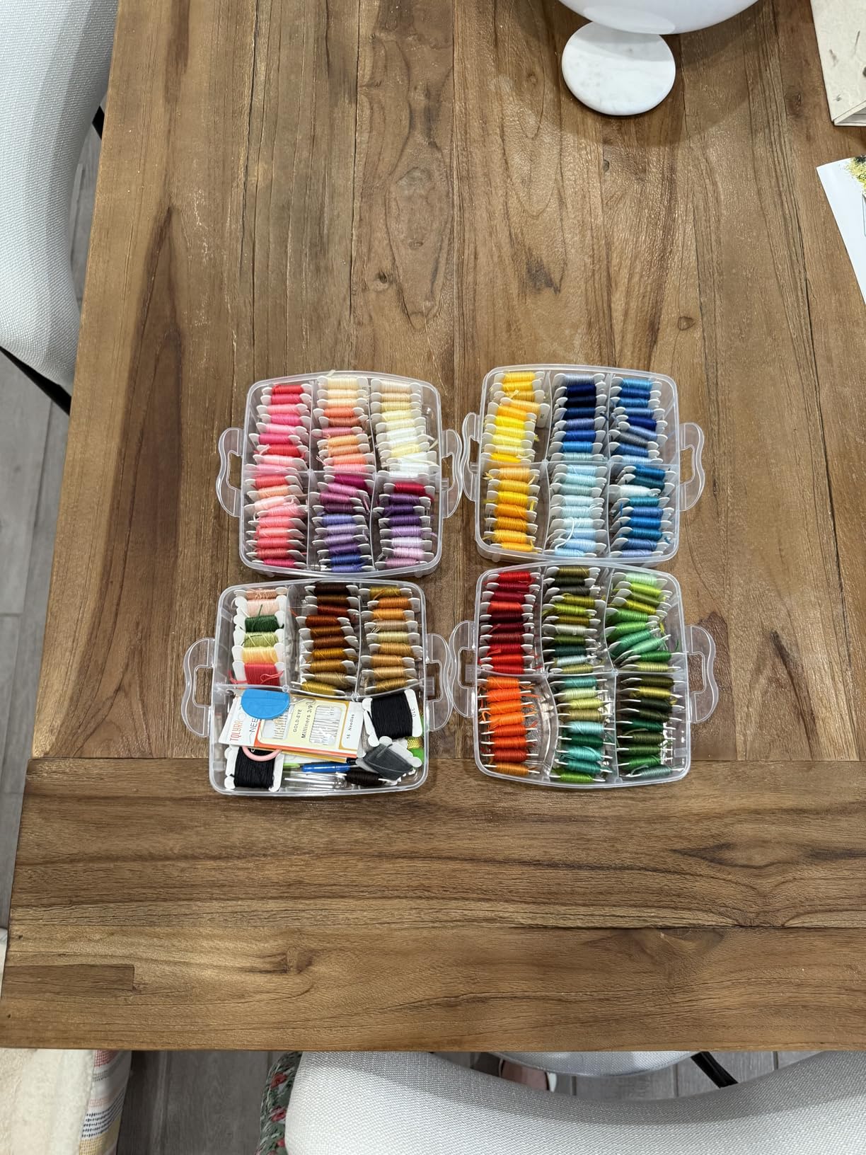 BYMORE 262 Pack Embroidery Thread Floss Kit Including 200 Colors 8 M/Pcs Cross Stitch Sewing Thread with Floss Bins and 62 Pcs Cross Stitch Tool,4-Tier Transparent Storage Box customer photo 1