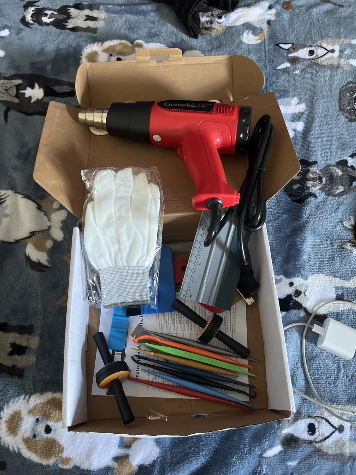 Gomake Vinyl Wrap Tool Car Wrap kit for Window Tint Film Installation, Include Heat Gun, Tinting Squeegee, Micro Tucking Stick, Film Cutter, Magnet Holder, Plastic Scraper customer photo 1