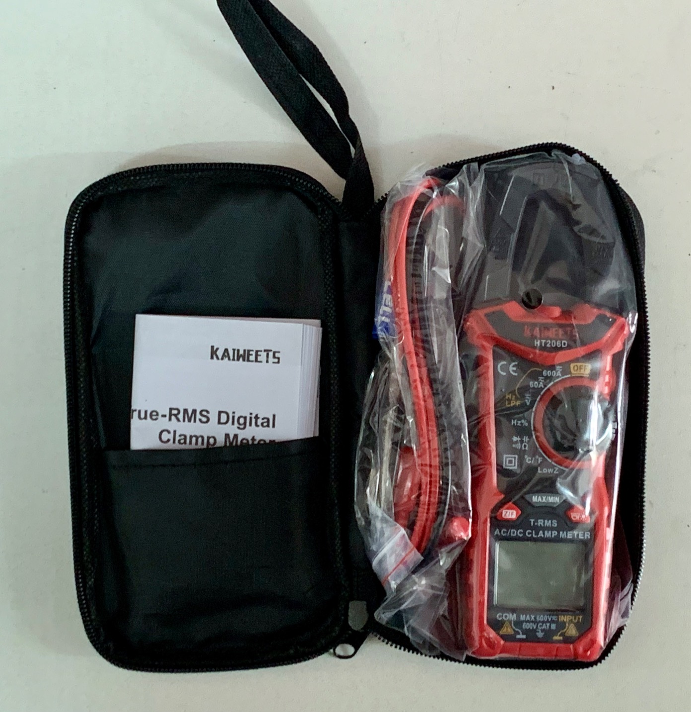 KAIWEETS HT206D Digital Clamp Meter T-RMS 6000 Counts, Multimeter Voltage Tester Auto-ranging, Measures Current Voltage Temperature Capacitance Resistance Diodes Continuity Duty-Cycle (AC/DC Current) customer photo 2