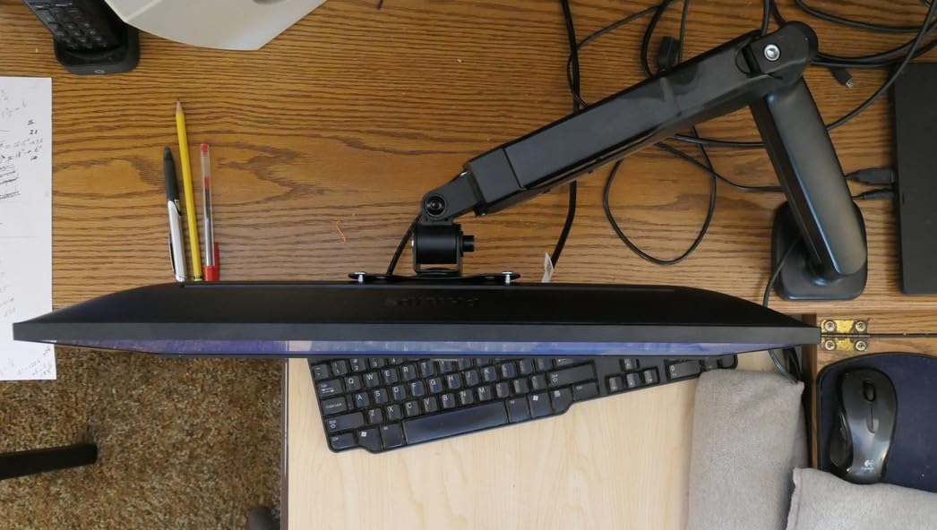 MOUNTUP Single Monitor Desk Mount Holds Screen up to 32 inch, Height Adjustable Monitor Arm, Computer Monitors Stand with Clamp/Grommet Mounting Base customer photo 1