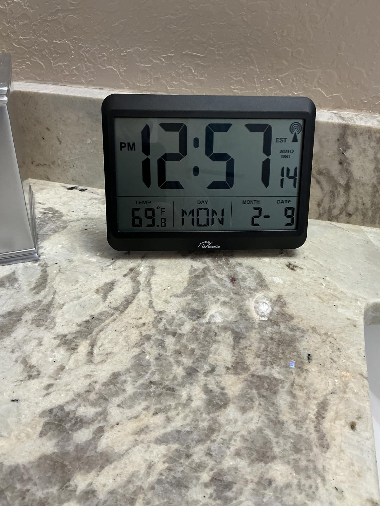 WallarGe Atomic Clock with Indoor Temperature and Humidity, 12.5 Inch Self-Setting Digital Wall Clock or Desk Clock, Battery Operated Digital Clock Large Display for Seniors, Auto DST customer photo 2
