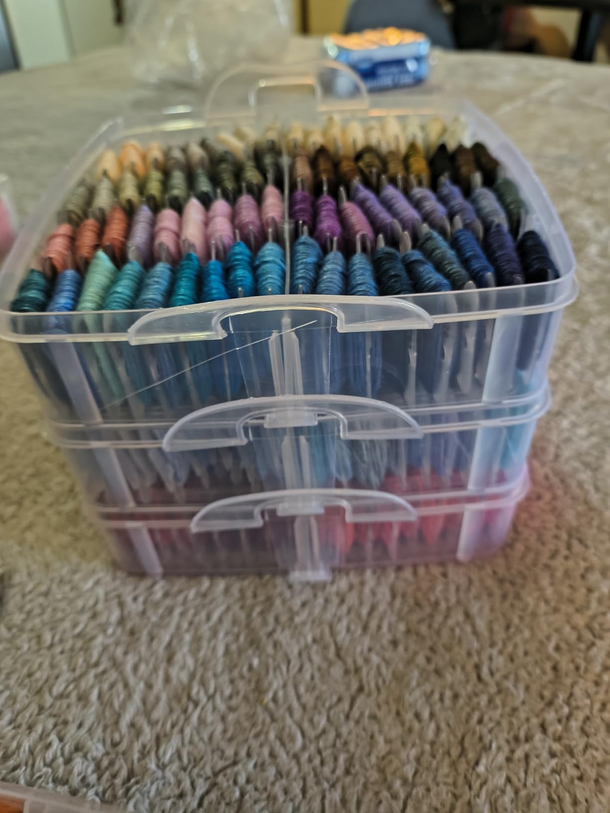 Inscraft 403 Pack Embroidery Floss Set, 250 Colors Cross Stitch Friendship Bracelet Thread with 153 Pcs Cross Stitch Tool, 4-Tier Transparent Box for Storage customer photo 1