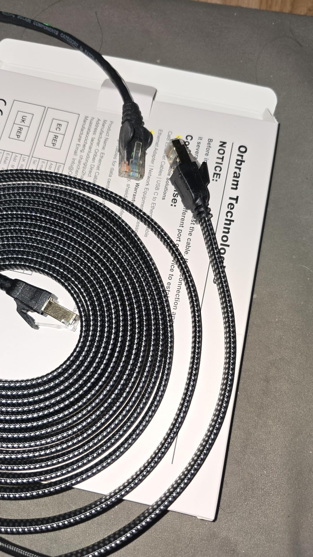 Orbram Cat 8 Ethernet Cable 50 ft, Nylon Braided High Speed Heavy Duty Network LAN Patch Cord, 40Gbps 2000Mhz SFTP RJ45 Flat Internet Cable Shielded in Wall, Indoor&Outdoor for Modem/Router/Gaming/PC customer photo 1