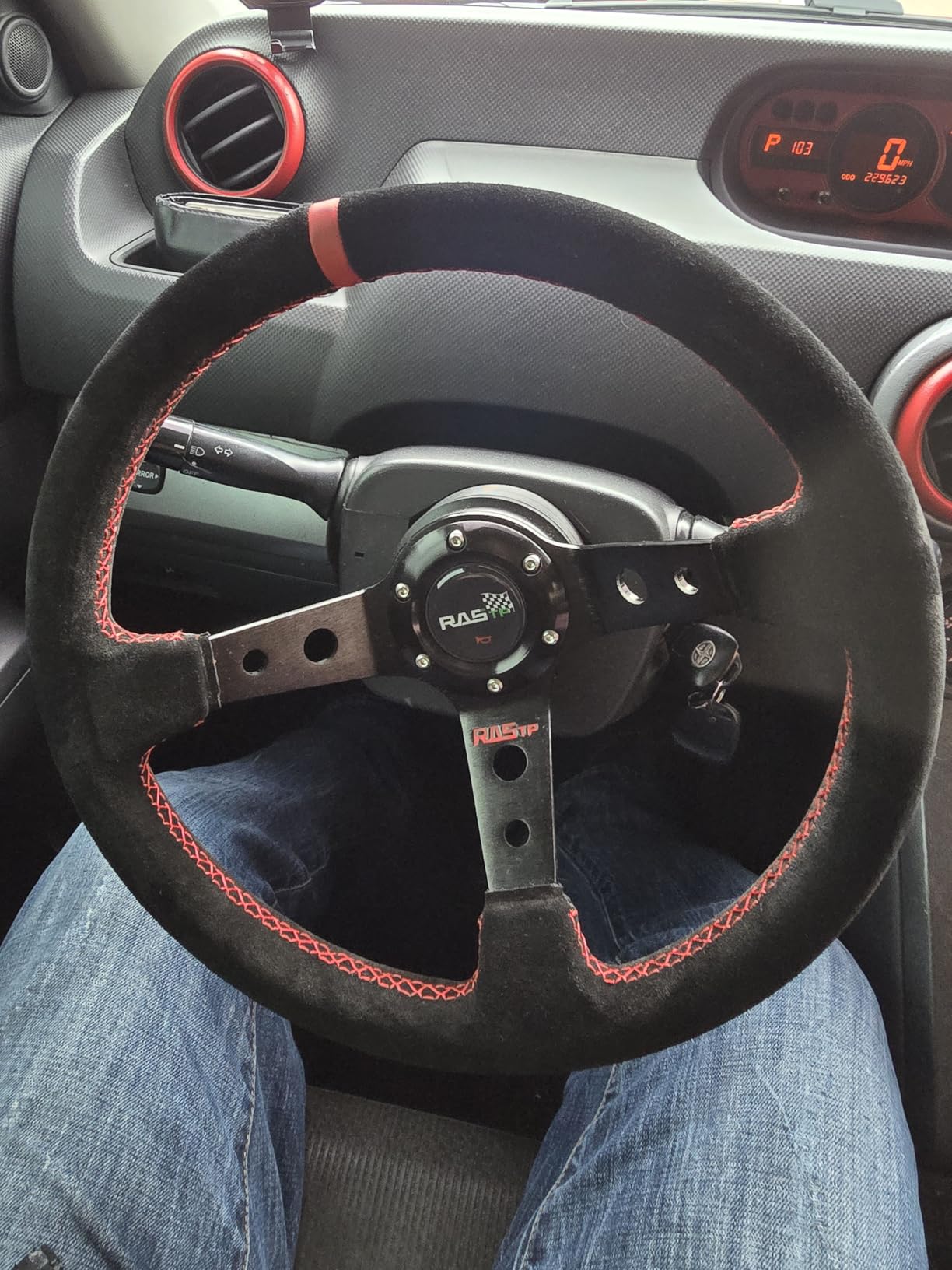 RASTP Universal Racing Steering Wheel Suede Deep Dish 13.58