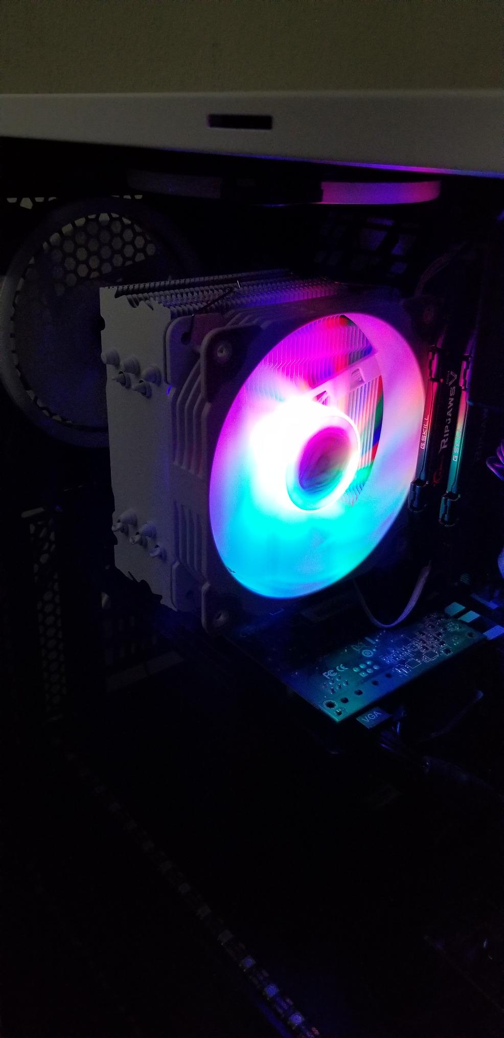 Vetroo V5 CPU Air Cooler with 5 Heat Pipes 120mm FDB PWM Processor Cooling for Intel LGA 1851/1700/1200/115X AMD AM5/AM4, Addressable RGB Lights Sync - White customer photo 1