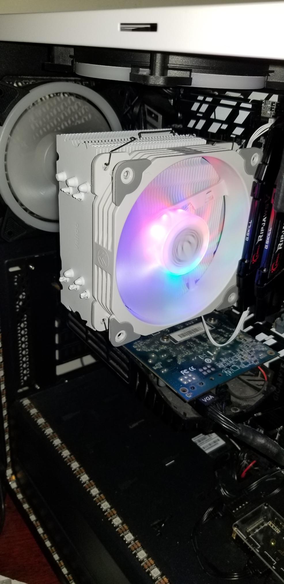 Vetroo V5 CPU Air Cooler with 5 Heat Pipes 120mm FDB PWM Processor Cooling for Intel LGA 1851/1700/1200/115X AMD AM5/AM4, Addressable RGB Lights Sync - White customer photo 2