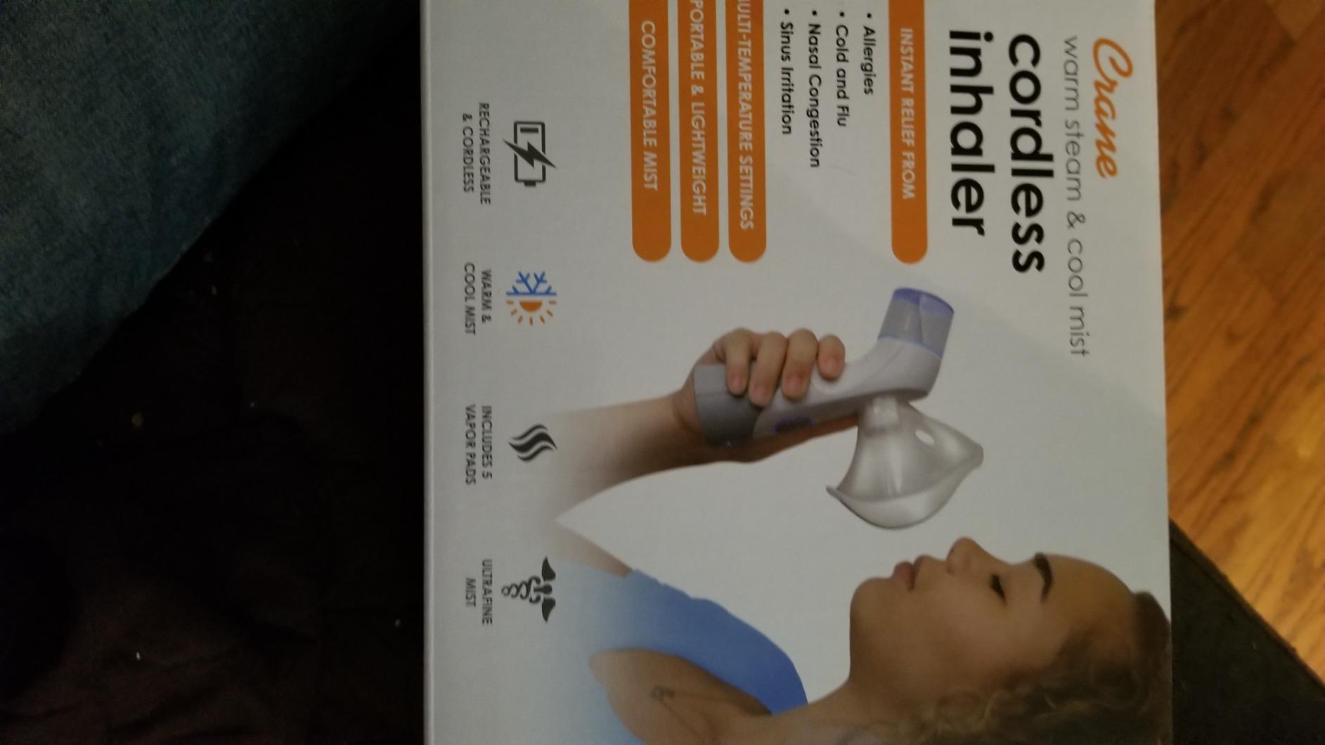 Crane Corded Personal Steam Inhaler - for Sinus, Congestion, Cough, & Cold Relief, Vapor Pad Compatible, White, 30 ml customer photo 2