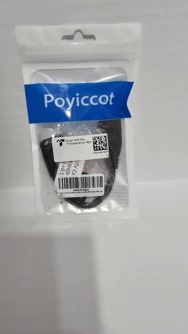 Poyiccot 8K HDMI Extension Cable, Short 90 Degree Right Angle Male to Female HDMI 2.1 Cable Adapter 48Gbps with 8K@60Hz Video & 3D HDR for TV/Xbox /PS4 /PS5 (Right M/F), 0.5feet customer photo 2
