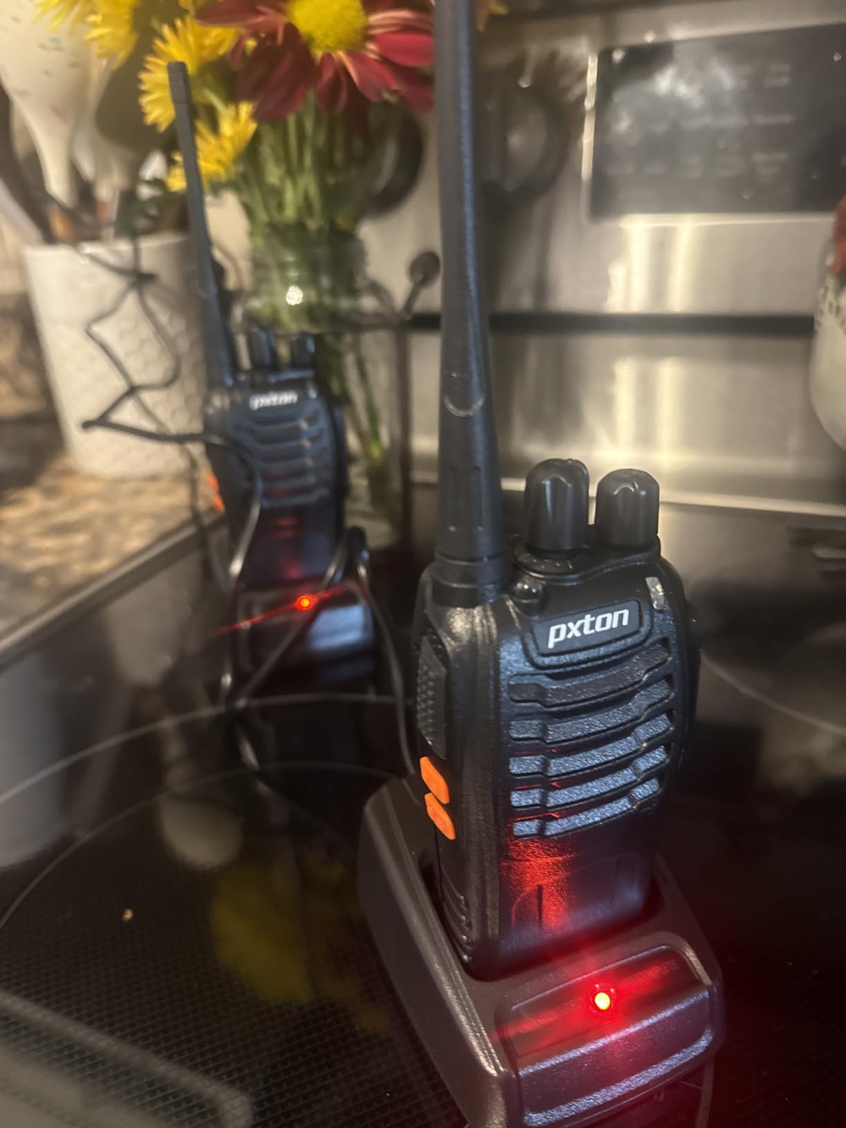 pxton Walkie Talkies Long Range for Adults with Earpieces, 16 Channel Walky Talky Rechargeable Handheld Two Way Radios with Flashlight Li-ion Battery and Charger (4 Pack) customer photo 1