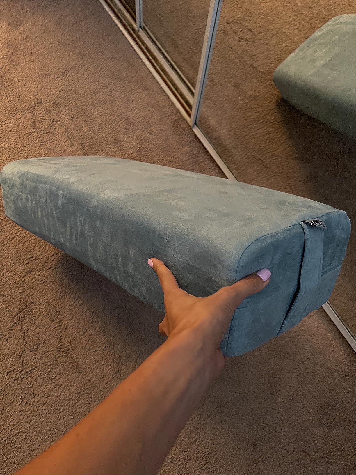 NGT new guide steps Yoga Bolster Pillow for Meditation and Support - Rectangular Yoga Cushion Foam Wedges Washable Suede Pillowcase for Men and Women with Carry Handles customer photo 1