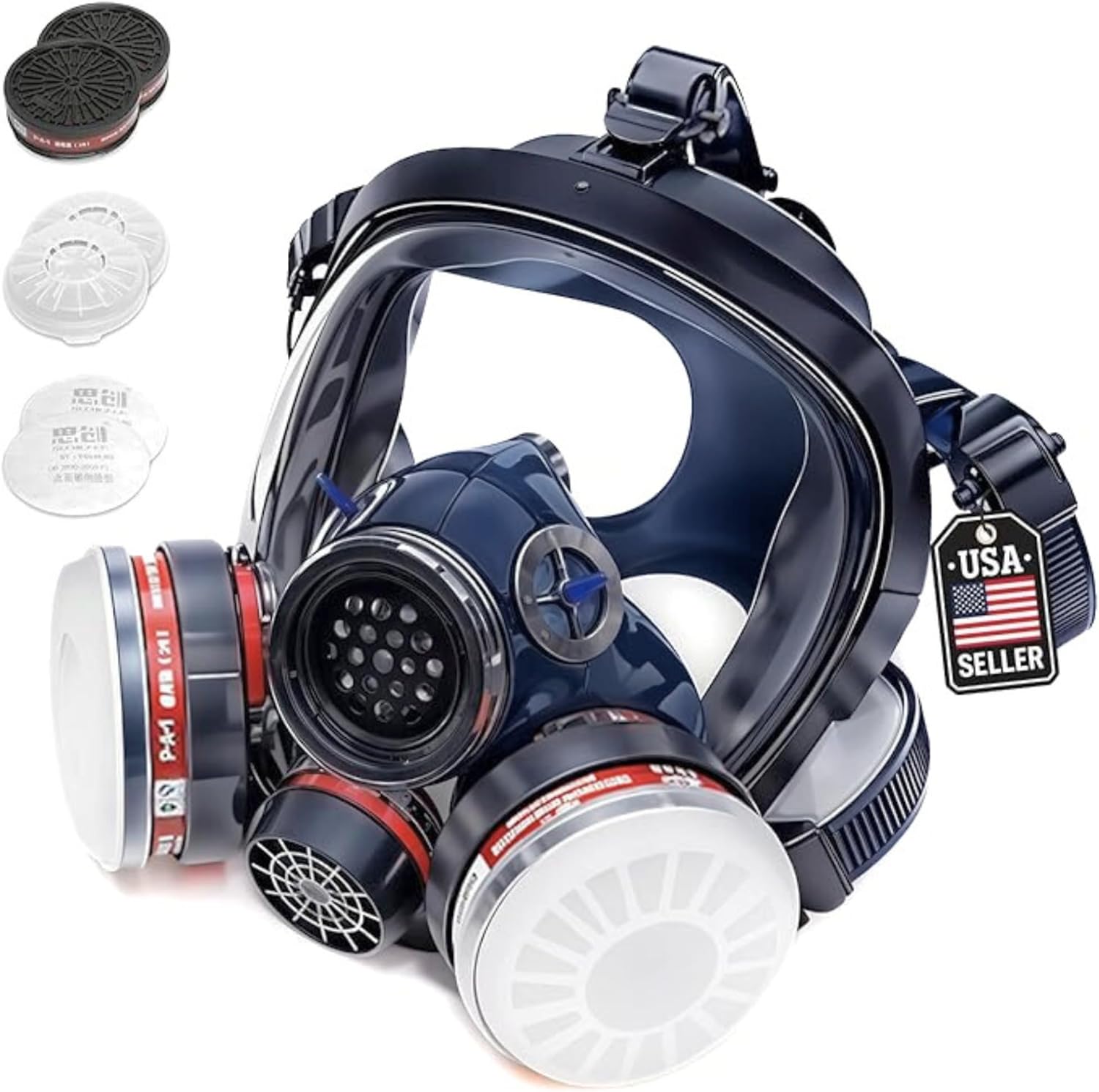 Full Face Organic Vapor Respirator - Protective Eye & Nose Shield with Anti-Fog Heavy Duty Lens & Adjustable - Chemical, & Particulate Respirator. Includes 2 Filter Cartridges - Industrial Grade customer photo 1