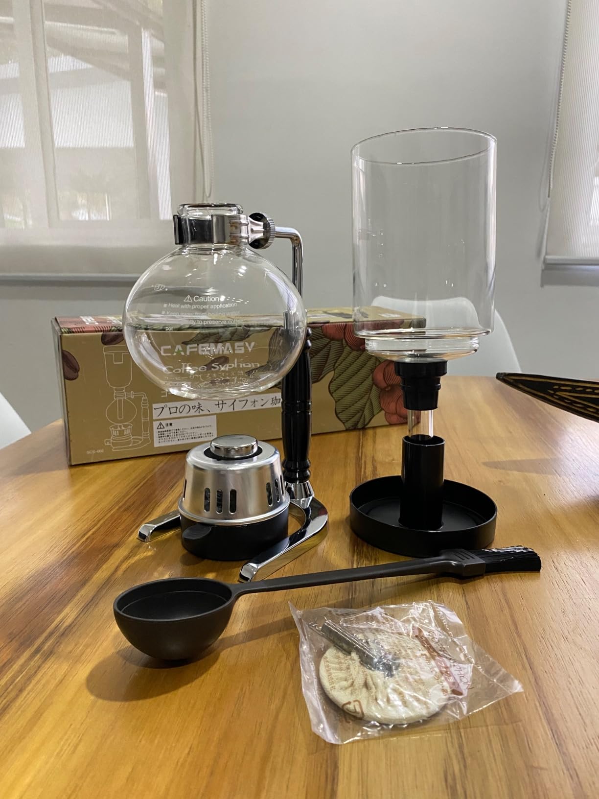 LUEUR Siphon Coffee Maker, Vacuum Coffee Brewer, Heat-Resistant 5-Cup Glass Siphon Coffee Maker with Reusable Cloth Filter, Hot Tea Maker for Home, Household and Office customer photo 1